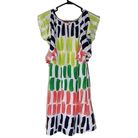 CROWN & Ivy Multicolor Flutter Sleeve Shift Dress Size Small - Picture 2 of 5